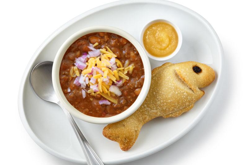 Bowl of Beef Chili with Sourdough Fish Bread
