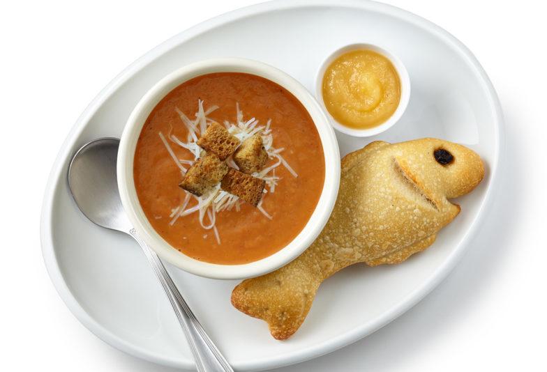 Bowl of Rustic Tomato with Sourdough Fish Bread